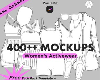 Plus de 400 maquettes de vêtements de sport pour femmes, procréation, vêtements de yoga et vêtements de sport, modèles de packs techniques, créateur de marque PNG
