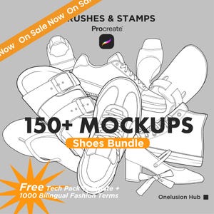 150+ Shoes Mockup Brushes Procreate, Footwear Design Mockups, Sneaker, Heels, Men & Women Shoes, Tech Pack, PNG