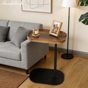 360 Swivel TV Tray Table – Adjustable Height C Shaped Side Table, Slide Under Couch Table, Sofa & Bed Snack Tray for Living Room