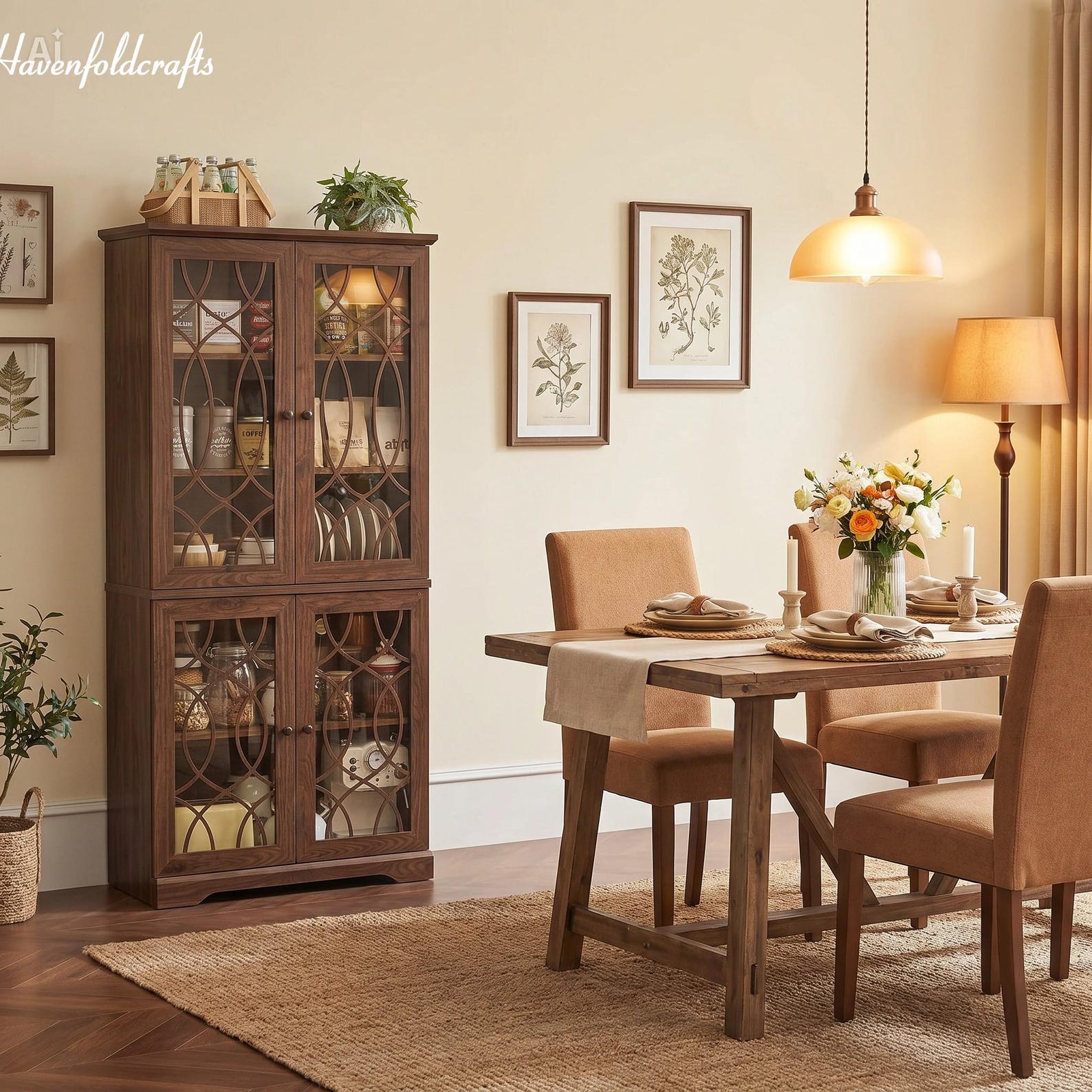 Rustic 67 Rustic 67” Tall Bookcase With Glass Doors, 5-tier Wooden Display ...