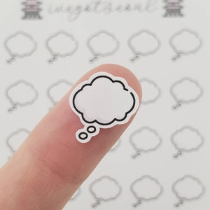 May include: A sheet of white stickers with black outlines of thought bubbles. The stickers are designed for use in a planner or journal.