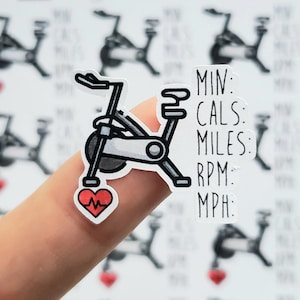 Planner Sticker | Stationary Bike with Stats - 1 inch sticker