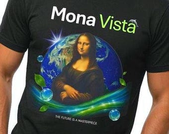 Frutiger Aero Mona Vista Shirt, Photoshop Crafted Webcore Scenecore Graphic Tee, Retro Futuristic Earth Art Aesthetic Unisex Top