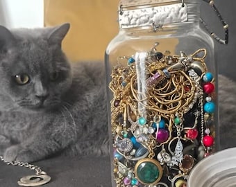 Caja de joyería vintage / Conjunto de joyería / Anillos y collares variados / Regalo sorpresa con estética Weirdcore