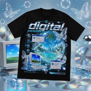 Frutiger Aero Shirt, Y2K Internet Aesthetic Tee, Nostalgic Webcore Tshirt, Retro Cyber Graphic Tee, Dreamy Digital Shirt