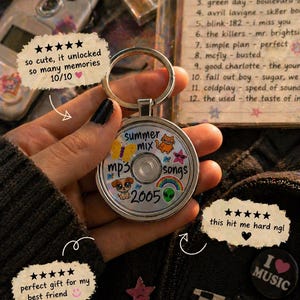 Frutiger Aero CD Keychain Nostalgic Playlist: Y2K Burned Disc Design, Lightweight Durable (Tiny Size, Music Lover Gift) image 2