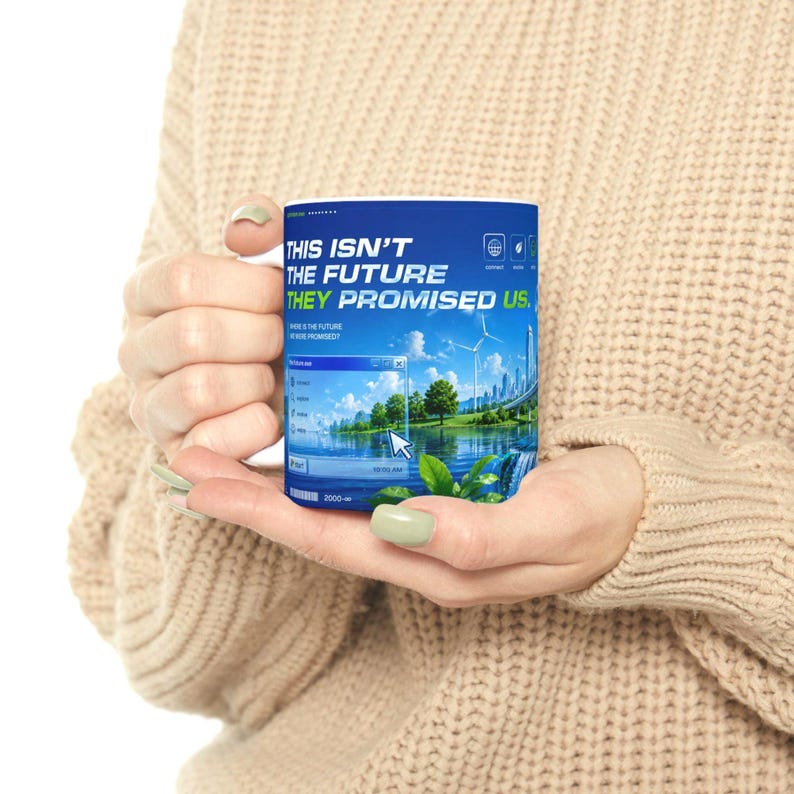 Kubek Frutiger Aero, kubek estetyczny Y2K, retrofuturystyczny kubek do kawy, to nie jest przyszłość, którą nam obiecywali zdjęcie 5