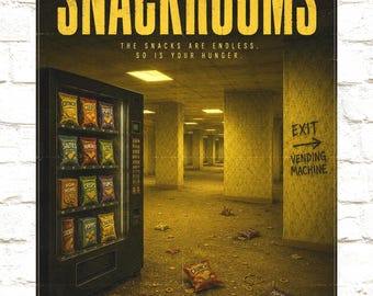 Snackrooms Poster, Backrooms Parody Print, Liminal Space Wall Art, Analog Horror Decor, Funny Horror Poster, Endless Snacks Meme Art