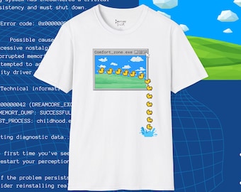 Comfort_zone.exe ducks pixel art T-Shirt | retro computer window, digital duck trail! @