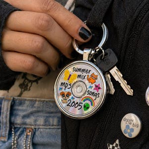 Frutiger Aero CD Keychain Nostalgic Playlist: Y2K Burned Disc Design, Lightweight Durable (Tiny Size, Music Lover Gift) image 5