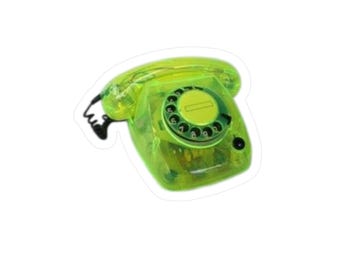 Frutigert aero stickers Neon Green Rotary Phone Kiss-Cut Vinyl Decal | Retro Telephone Sticker