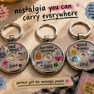Frutiger Aero CD Keychain Nostalgic Playlist: Y2K Burned Disc Design, Lightweight Durable (Tiny Size, Music Lover Gift) image 3