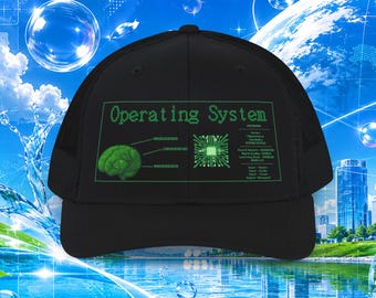 Operating System brain chip graphic Snapback Cap | cyberpunk tech hat FRUTIGER AERO