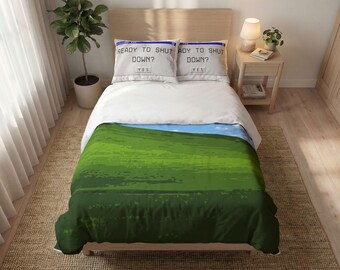 frutiger aero ! Rolling Green Hills Duvet Cover Set | Scenic Landscape Quilt Cover