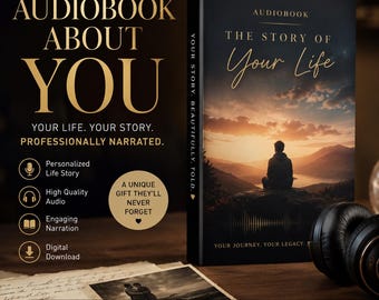 Custom Audiobook About You | Personalized Life Story Narration | Unique Birthday Gift | AI Voice Biography | Digital Download