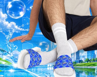 Frutiger aero   Blue Bubble Pattern Sandals | Slide Sandals