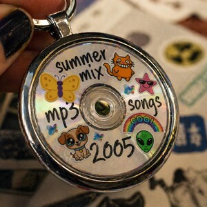 Frutiger Aero CD Keychain Nostalgic Playlist: Y2K Burned Disc Design, Lightweight Durable (Tiny Size, Music Lover Gift) image 4
