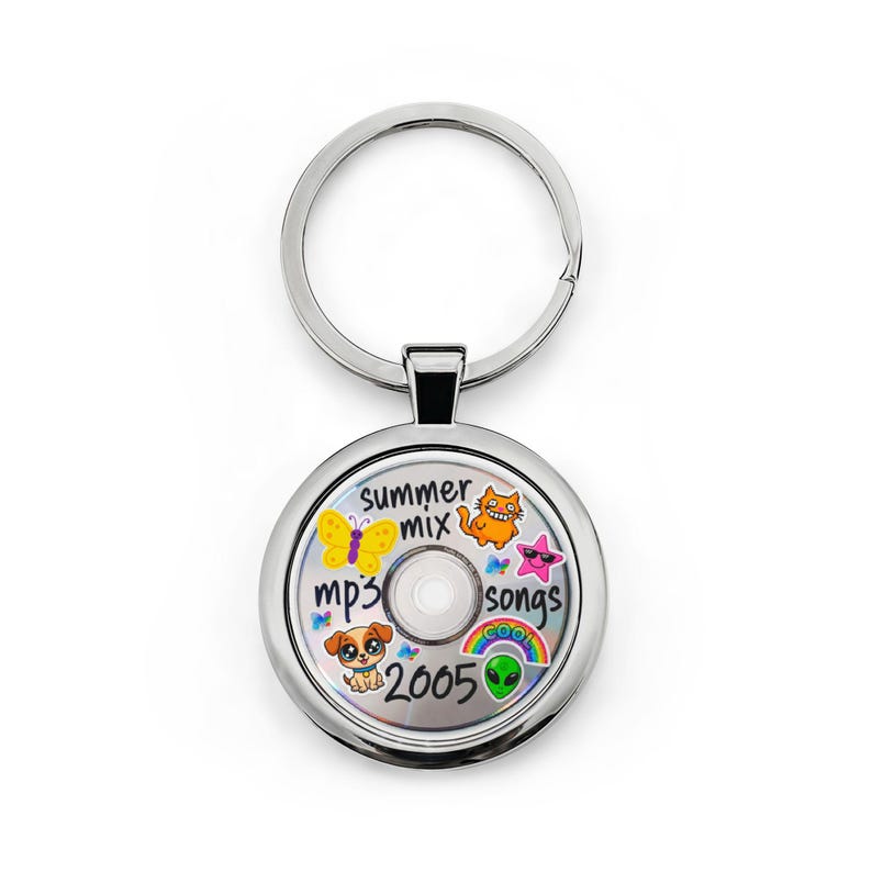 Frutiger Aero CD Keychain Nostalgic Playlist: Y2K Burned Disc Design, Lightweight Durable (Tiny Size, Music Lover Gift) image 6