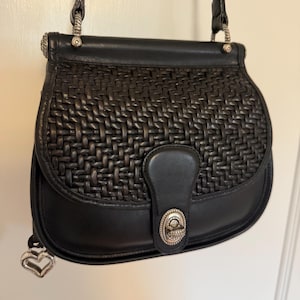 Vintage Brighton Black Woven Leather Crossbody