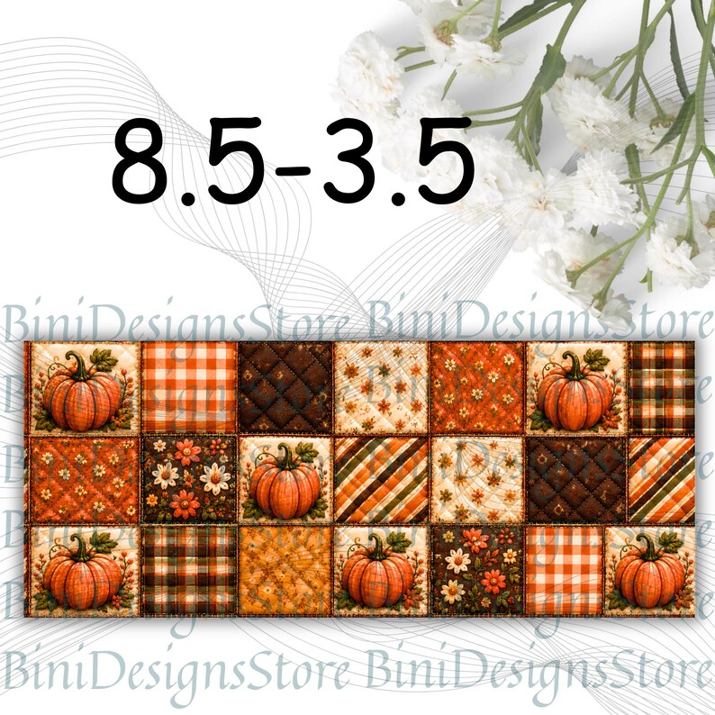 Autumn Pumpkin Mug Wrap PNG 11 Oz & 15 Oz Coffee Mug Wrap  3D Fall Mug Wrap Patchwork Coffee Cup Wrap Sublimation Designs Digital Download