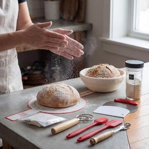 Artisan Sourdough Bread Baking Kit with Banneton Basket, Baker Tools Set
