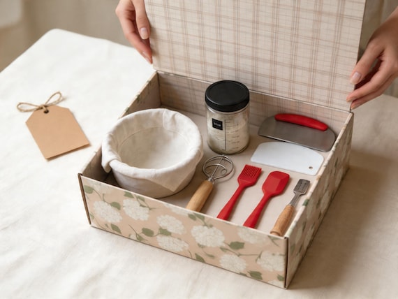 Sourdough Starter Kit, 9-Piece Artisan Bread Baking Set, Banneton Proofing Basket
