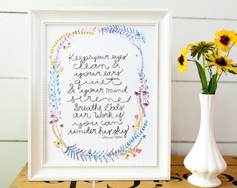watercolor quote print, inspirational print, thomas merton, floral quote print, inspirational quote