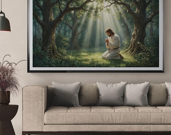 Sacred Heart Jesus Canvas Wall Art  Religious Painting Christian Decor Spiritual Artwork