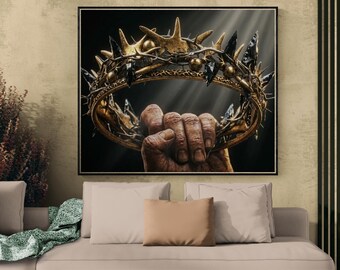 Crown of Thorns Golden Art Print – Symbol of Strength, Resilience Wall Decor