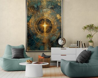 Christian Wall Decor Set  Gold Cross and Scripture Canvas Prints Faith-Based Art for Living Room, Bedroom, Nursery –Church Housewarming Gift