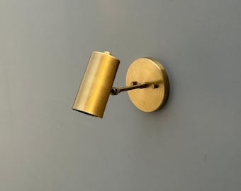Modern Adjustable Brass Cylinder Wall Sconce – Minimal Spotlight Fixture