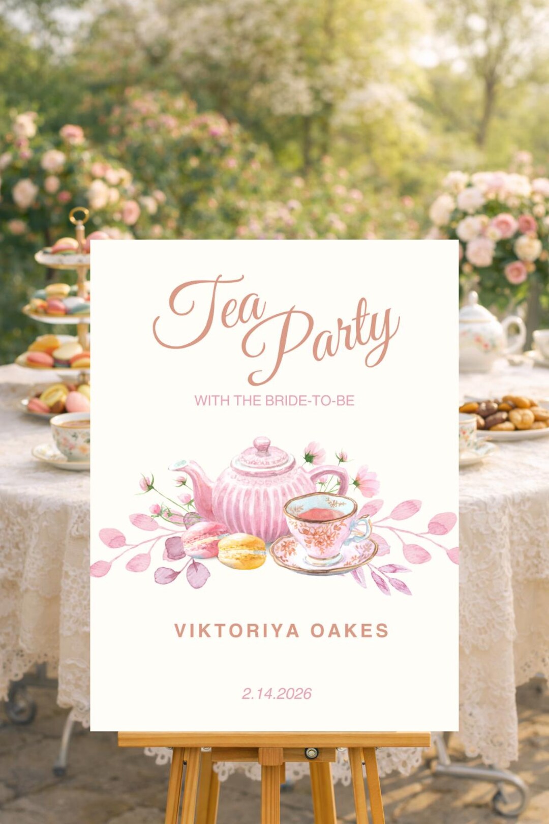 Tea Party Bridal Shower Sign, Digital Download, Editable Template - Etsy