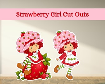 Décorations de fête d'anniversaire sur le thème des fraises, silhouettes à découper, accessoires pour photomaton, décorations à imprimer.