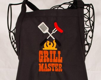 Personalized Mens Apron, Chef's Apron, Charcoal Embroidered Apron, Custom Apron, BBQ Apron, Grilling Apron, Groomsmen Gift, Fathers Day Gift