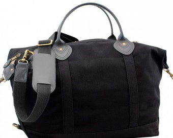 Personalized Weekender Bag - Duffel Bag -  Black Monogrammed Luggage - Carry-on Bag - Canvas Travel Bag - Groomsman Gift - Gift for Him