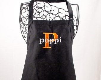 Personalized Mens Apron Black, Monogrammed Apron, Groomsmen Gift, Mens BBQ Apron, Father's Day Gift, Chef Apron, Guy Gift