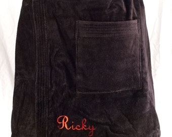 Personalized Men's  Spa Wrap -  Black Shower Wrap- Men's  Towel Wrap - Grooms Gifts - Pool Wrap - Gym Towel - Gift for Him - Father's Day