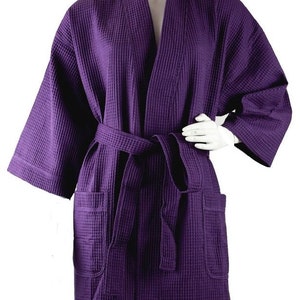 strapless open back dress Ladies Hooded Premium Plush Dressing Gown Purple Damson – dīs by Design main image 1