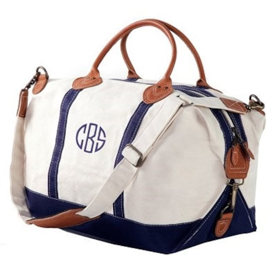 monogrammed canvas weekender bag