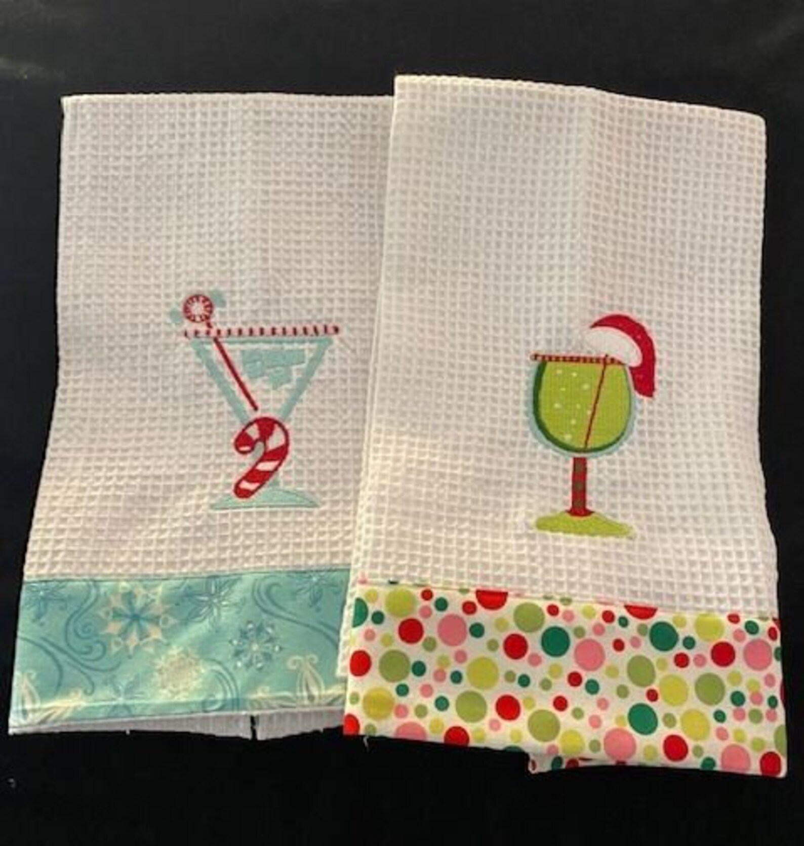 Christmas Towel Set Embroidered Kitchen Towel Hand Towel Etsy