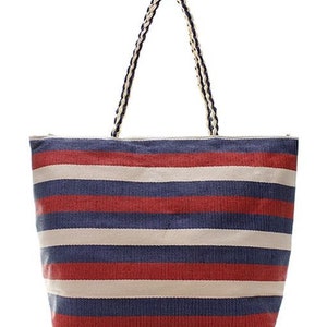 Personalized Tote Bag, Striped Jute Tote, Beach Bag, Large Tote, Monogrammed Tote, Fashion Tote Bag, Pool Bag, Summer Tote,