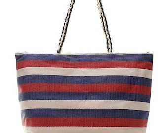 Personalized Tote Bag, Striped Jute Tote, Beach Bag, Large Tote, Monogrammed Tote, Fashion Tote Bag, Pool Bag, Summer Tote,