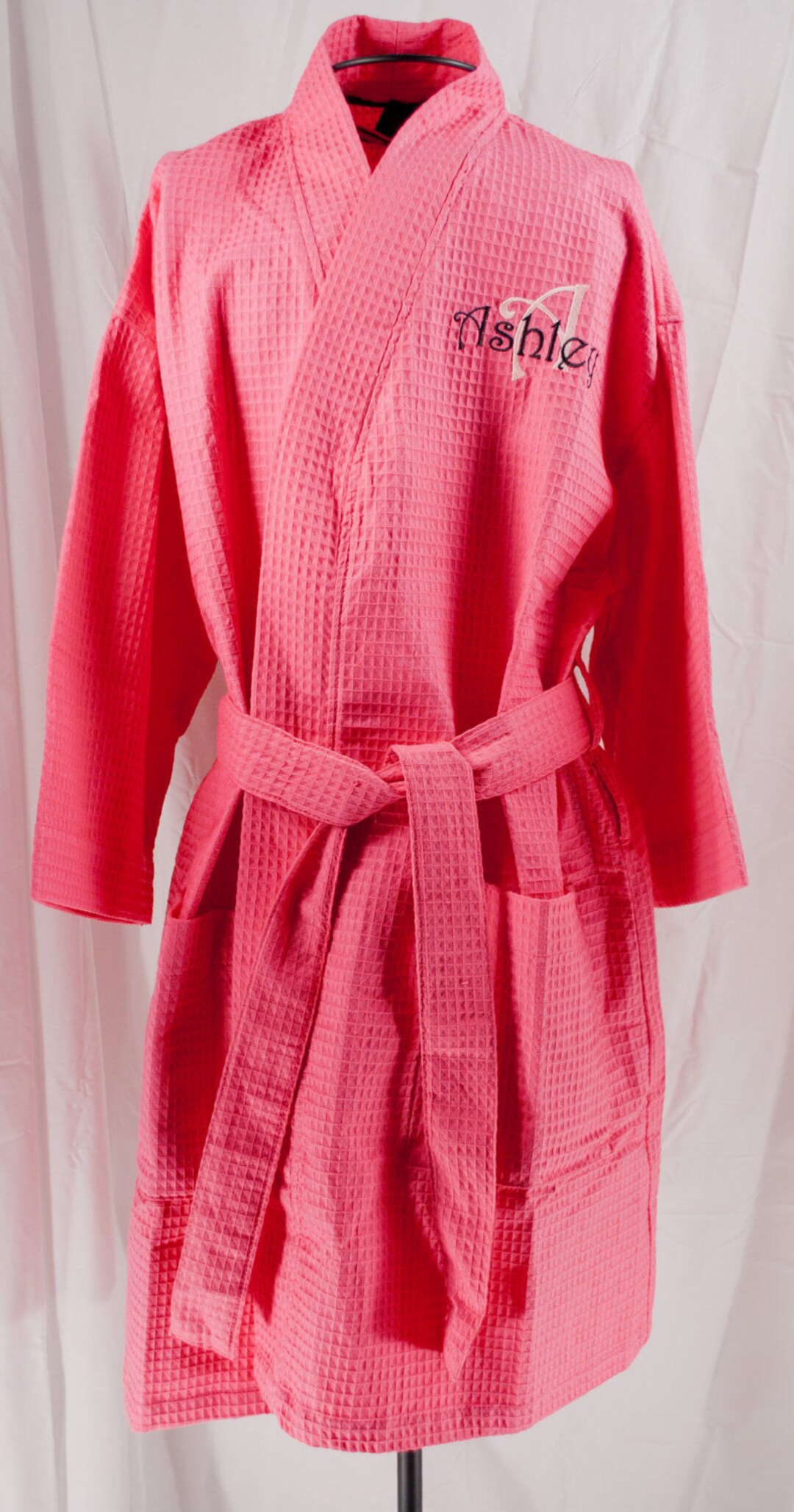Personalized Robe, Hot Pink Bridesmaids Gifts, Waffle Weave Robes