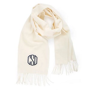 Personalized Scarf, Monogrammed Scarf, Embroidered Scarf, Creme/Neutral Scarf, Neck Warmer, Winter Scarf, Scarves, Gift