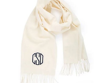 Personalized Scarf, Monogrammed Scarf, Embroidered Scarf, Creme/Neutral Scarf, Neck Warmer, Winter Scarf, Scarves, Gift