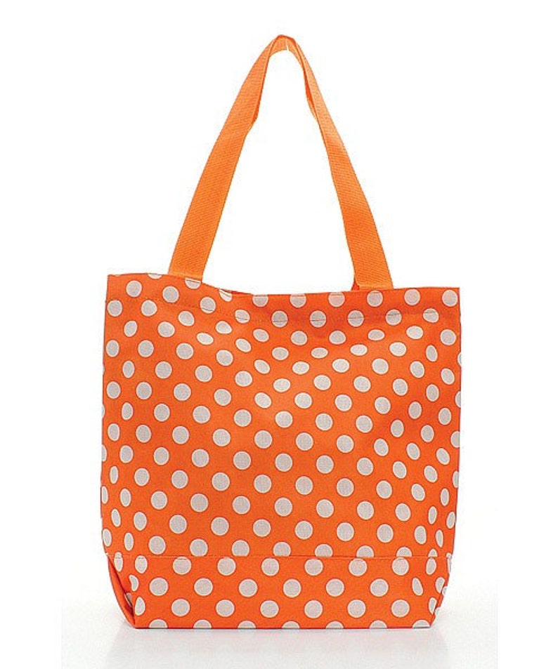 Personalized Tote Bag Orange with White Dots