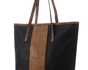 Personalized Tote Bag - Monogrammed Handbag - Embroidered Tote - Black Faux Leather Tote Bag - Bridesmaid Gift - Shoulder Bag - Gift for Her