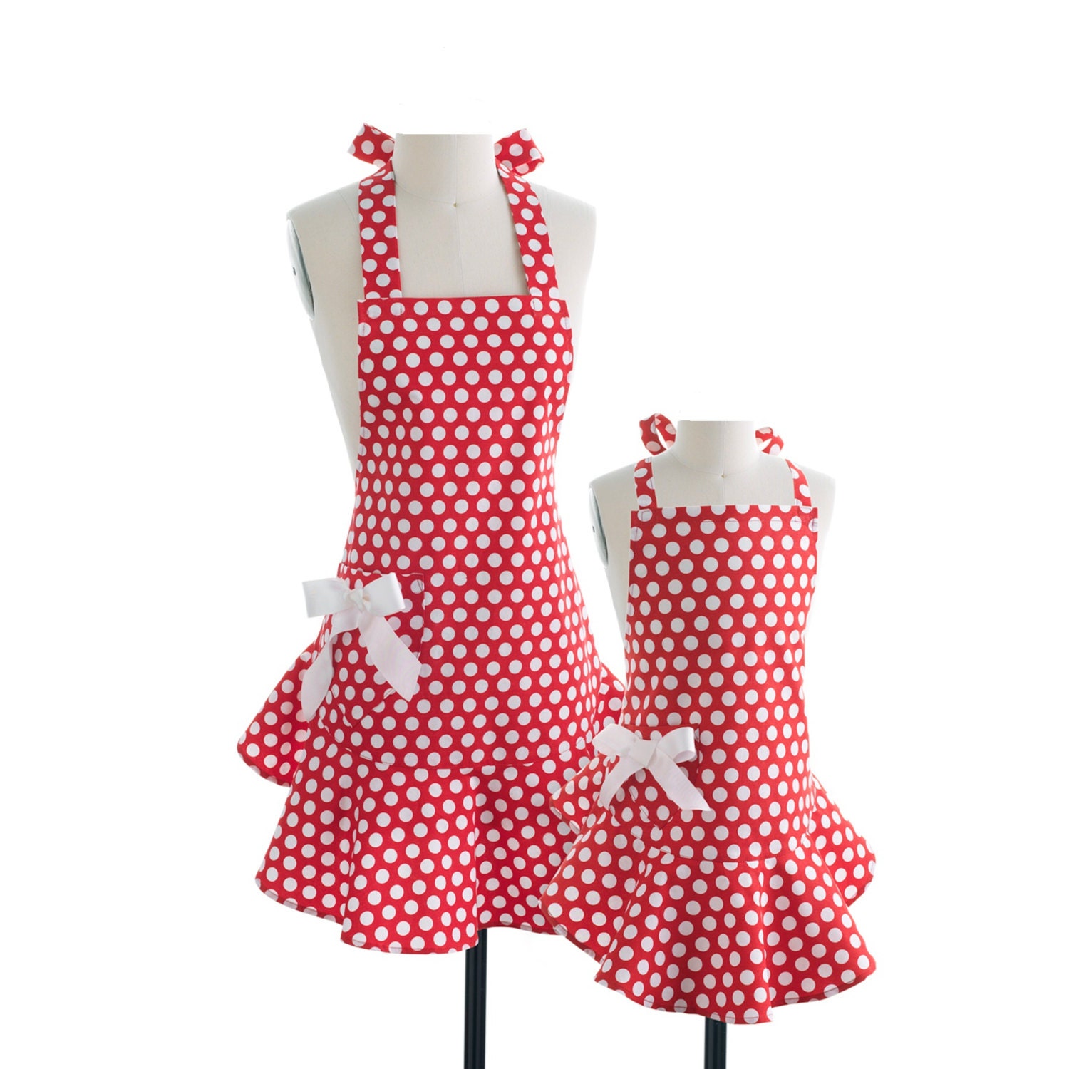Mother Daughter Apron Set Personalized Red Polka Dot Jessie - Etsy
