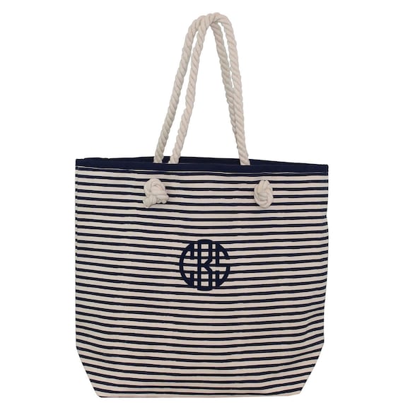 Knotted Rope Tote Navy Stripe Tote Beach Tote Bag Pool - Etsy