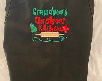 Christmas Apron, Holiday Apron, Grandma Gift, Cookie Exchange, Embroidered Apron, Ladies Apron, Gift Kitchen Apron, Holiday Cooking Apron